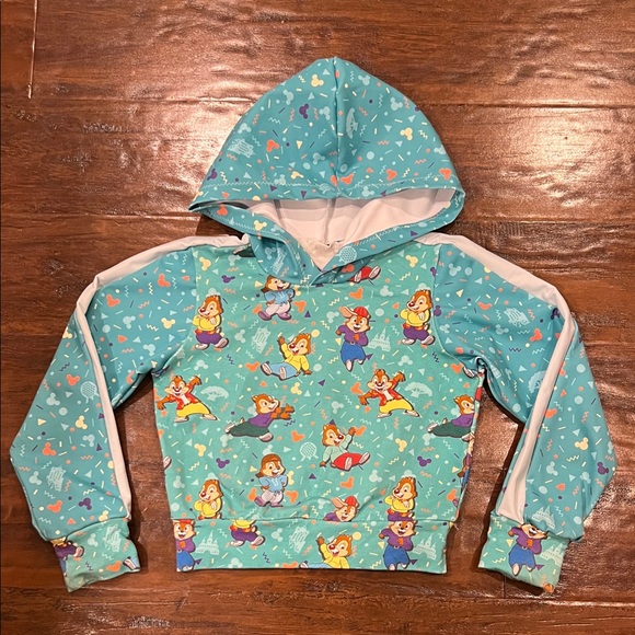 Other - Chip & Dale Chipmunks Print 2T-3T Stretchy Teal/Blue Hoodie